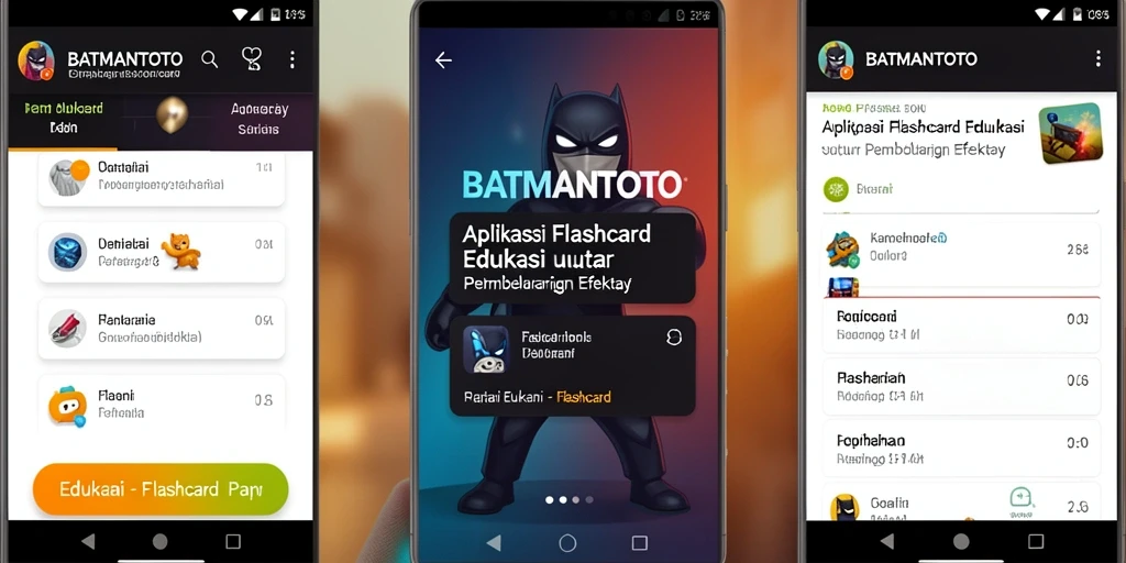 Tampilan antarmuka aplikasi Flashcard yang menarik dan interaktif.