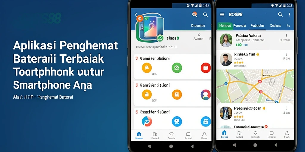 Tampilan utama BOS88 menampilkan informasi baterai yang jelas dan pengaturan penghematan energi.