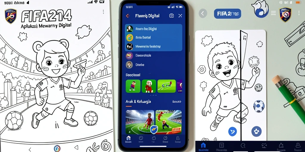 Antarmuka <strong>FIFA234</strong> menampilkan berbagai gambar untuk mewarnai anak-anak.
