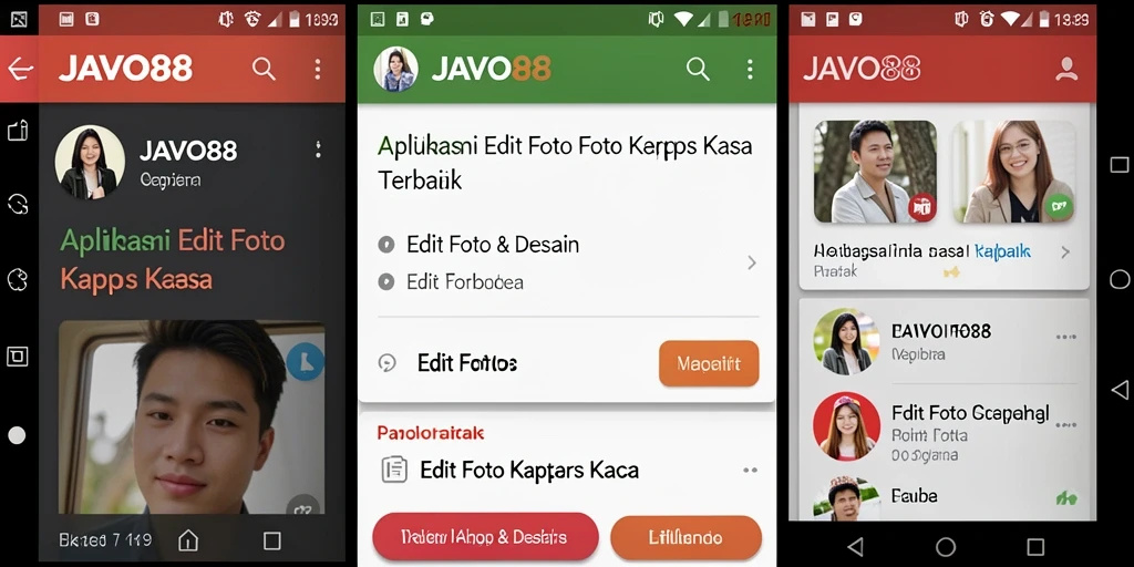 Tampilan aplikasi JAVO88 saat mengedit foto dengan efek kertas kaca.