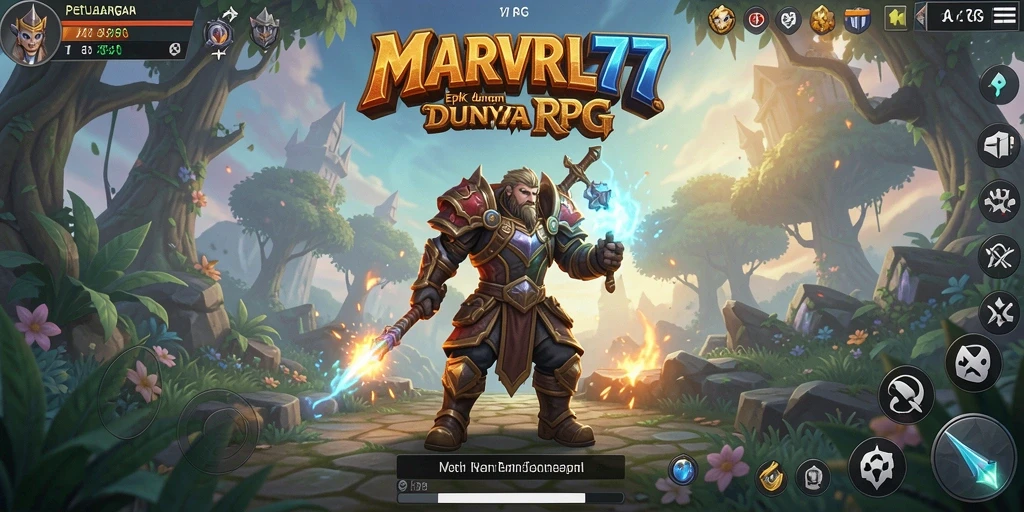 Tampilan utama gameplay RPG MARVRL77 yang menakjubkan.