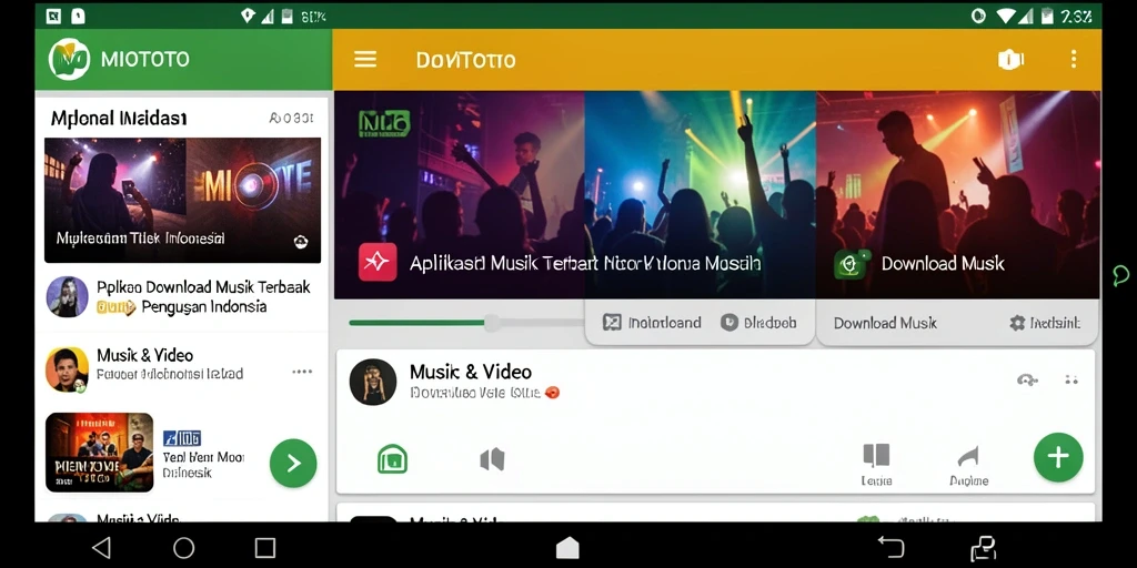 Tampilan antarmuka MIOTOTO yang sederhana dan menarik untuk Download Musik.