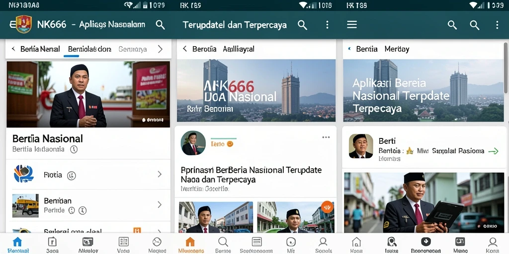 Antarmuka aplikasi NK666 menampilkan berita nasional terbaru secara menarik.