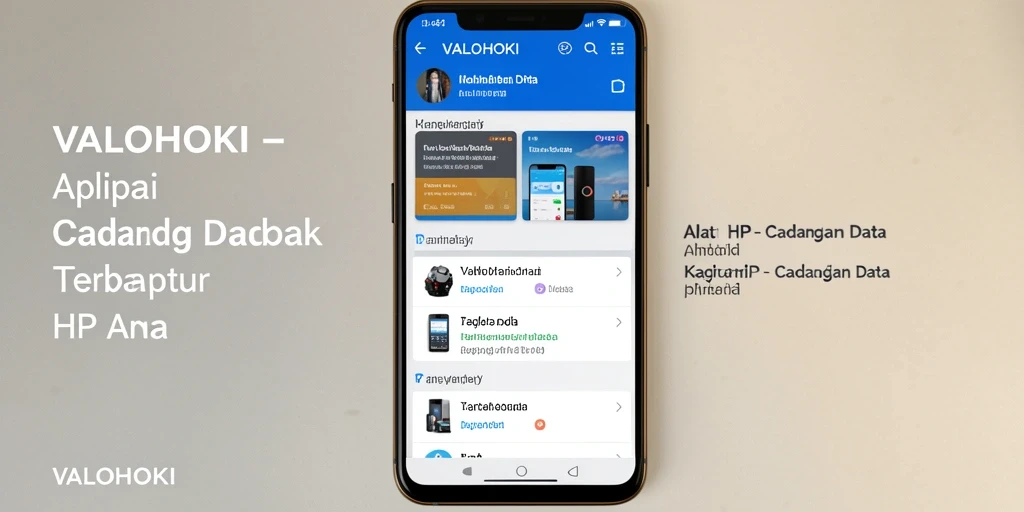Screenshot antarmuka aplikasi VALOHOKI menampilkan fitur cadangan data.